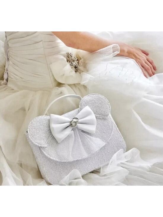 Disney Loungefly Minnie Mouse Bridal White Sequin Purse NWT Wedding main image 4